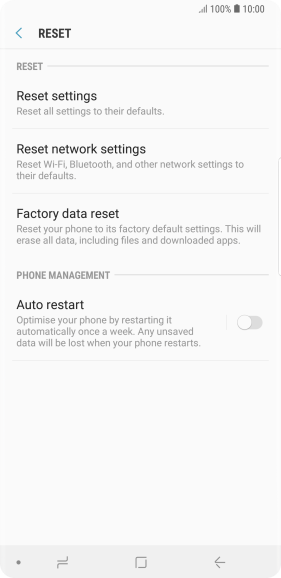 Press Factory data reset.