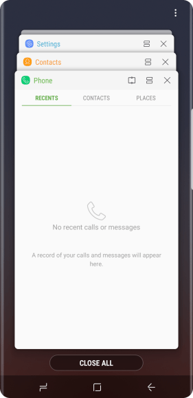 To end one running application, slide your finger right on the required application.