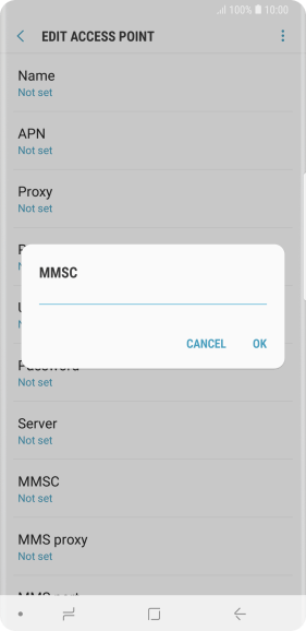 Key in http://mmsc.mdata.net.au:8003 and press OK.