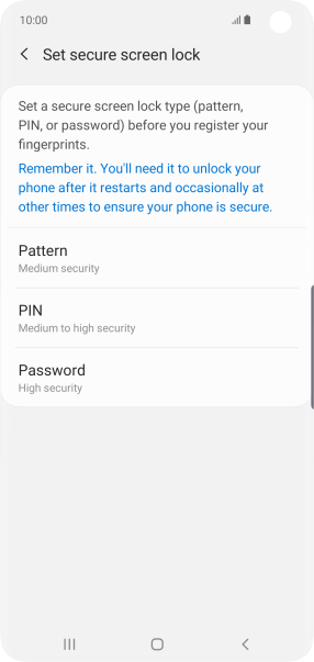Press the required phone lock code and follow the instructions on the screen to create an additional phone lock code.